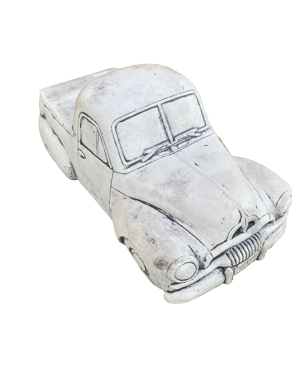 22nice4me Garden Statues 1955 FJ Ute concrete garden ornament with an antique finish and hand-painted details.
