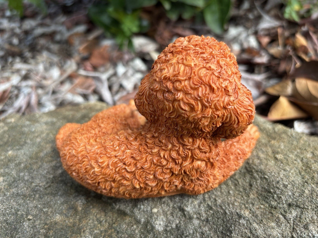 22nice4me Garden Statues apricot poodle puppy resin ornament with detailed curly fur texture in a laying pose