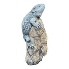 22nice4me Garden Statues bearded dragon lizard perched on a textured rock with an antique concrete finish