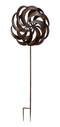 22nice4me Garden Statues bronze metal kaleidoscope wind spinner with curved blades on a tall garden stake