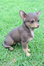 22nice4me Garden Statues brown resin chihuahua puppy figurine sitting on green grass