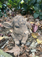 22nice4me Garden Statues brown concrete calf ornament laying down in a garden setting with a matte finish