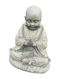 22nice4me Garden Statues blessing happy Buddha figurine in GRC concrete with an antique finish and prayer hands.