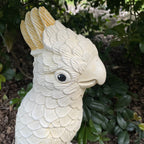 22nice4me Garden Statues hand-painted concrete Sulphur-Crested Cockatoo bird ornament for outdoor garden decor