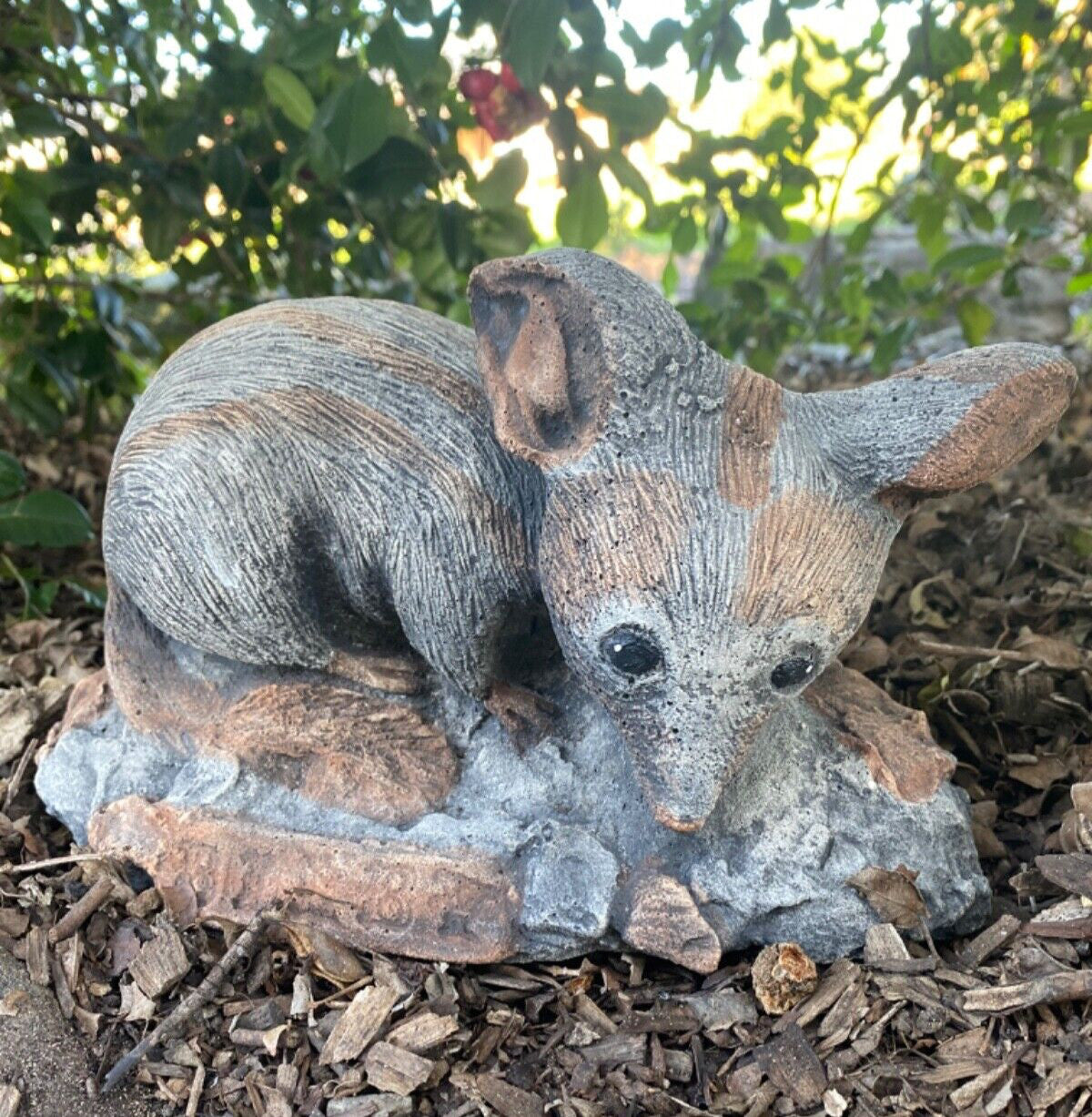22nice4me Garden Statues hand-painted concrete bilby ornament with an antique finish sitting on a rock