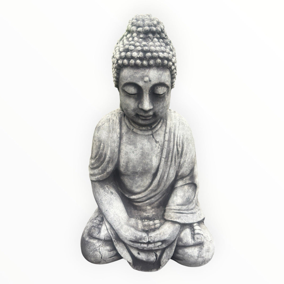 22nice4me Garden Statues concrete Buddha in a seated meditation pose with a weathered grey finish