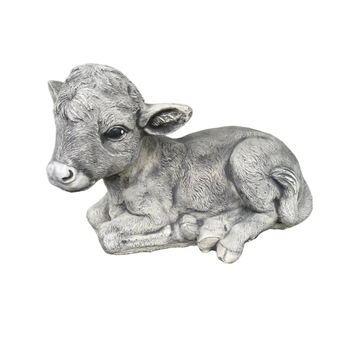 22nice4me Garden Statues hand-painted concrete calf statue in a resting position with realistic textured details.