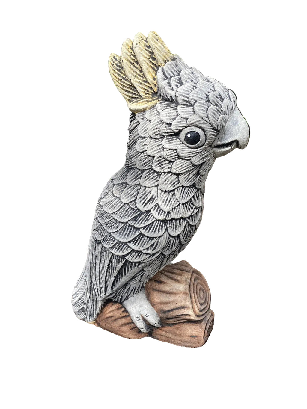 22nice4me Garden Statues hand-painted concrete sulphur-crested cockatoo bird ornament perched on a branch