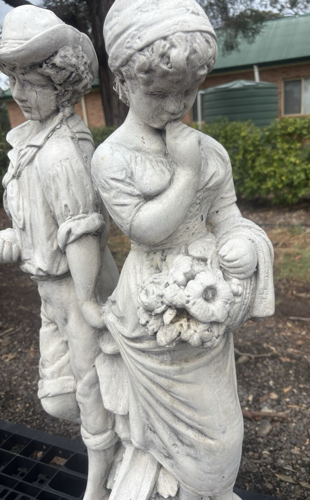 22nice4me Garden Statues white concrete first love statue featuring a man and woman with detailed clothing and flowers