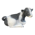22nice4me Garden Statues hand-painted concrete Holstein Friesian cow ornament in a resting pose with antique finish.