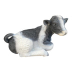 22nice4me Garden Statues hand-painted concrete Holstein Friesian cow ornament in a resting pose with antique finish.