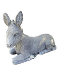 22nice4me Garden Statues concrete donkey ornament in a resting pose with a hand-painted matte grey finish