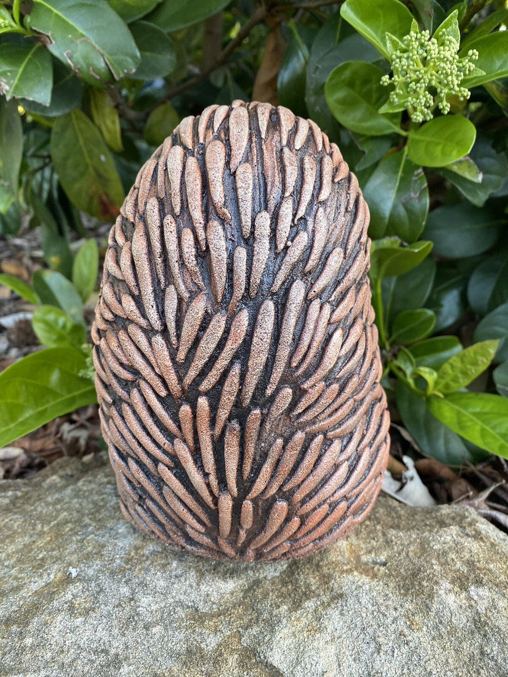 22nice4me Garden Statues hand-painted concrete echidna ornament with textured brown spines in a garden setting
