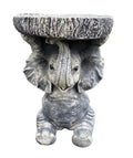 22nice4me Garden Statues hand-painted concrete elephant pot plant stand with a textured tree stump top