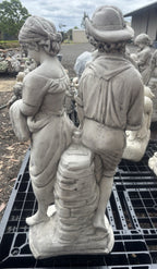 22nice4me Garden Statues First Love concrete statue featuring a man and woman standing back to back in white finish