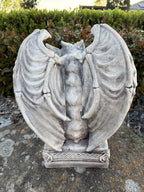 22nice4me Garden Statues concrete gargoyle ornament featuring detailed wings and a decorative base in a garden setting