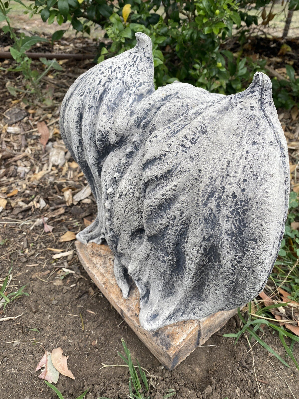 22nice4me Garden Statues grey concrete gargoyle with an antique rustic finish sitting in a garden setting