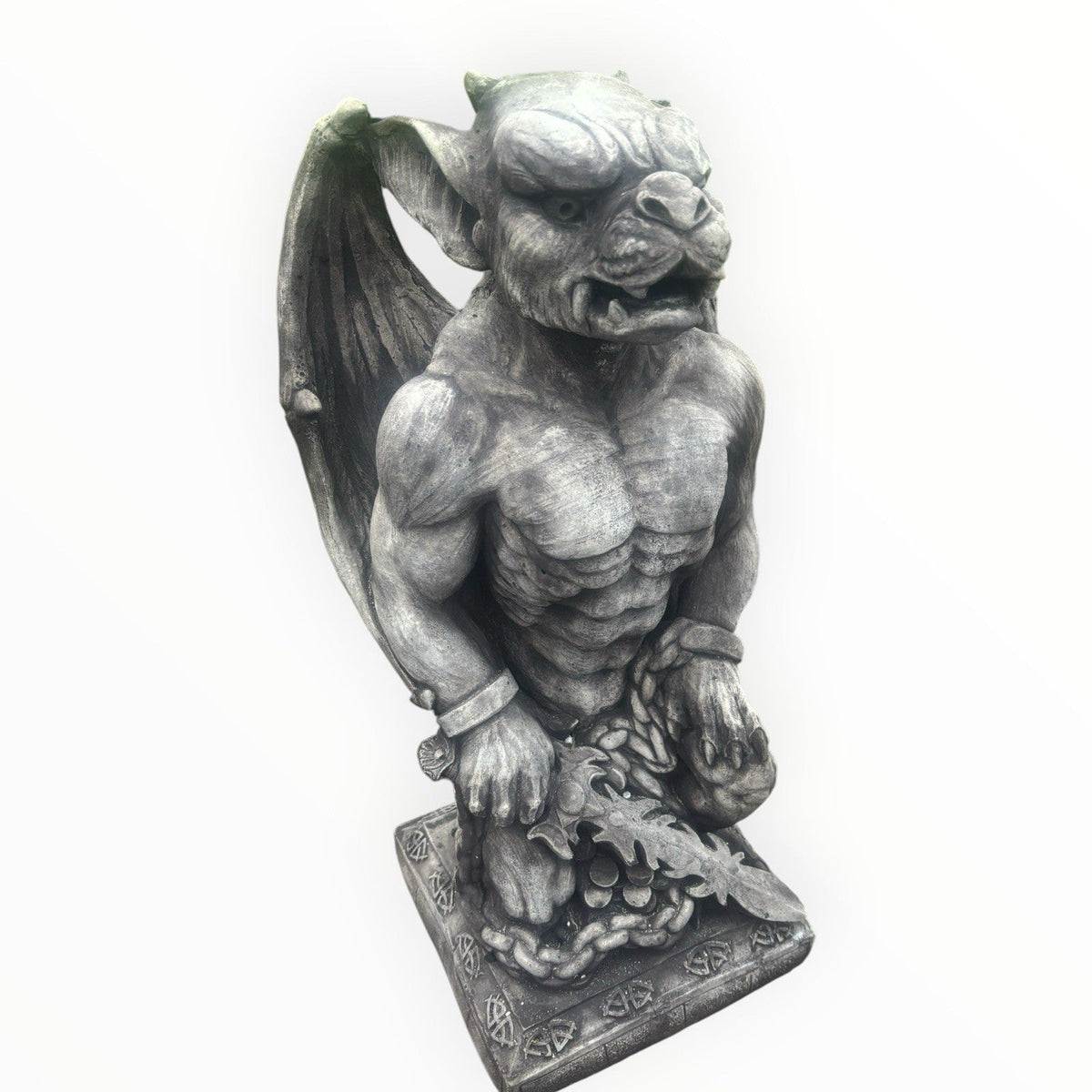 22nice4me Garden Statues concrete gargoyle statue with sword, featuring detailed gothic design for outdoor decor