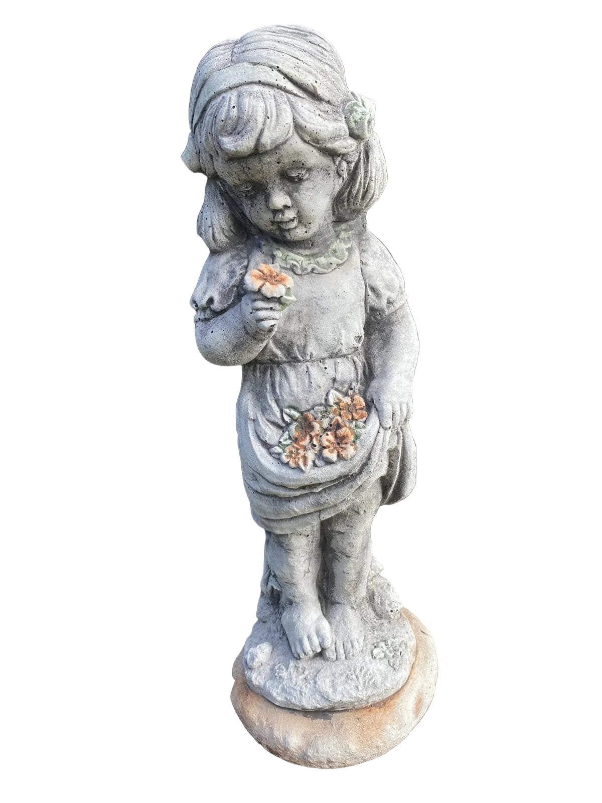 22nice4me Garden Statues hand-painted concrete girl statue holding flowers for outdoor garden decor
