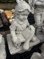 22nice4me Garden Statues concrete girl reading a book statue sitting on a rustic bench with detailed features