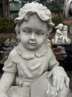 22nice4me Garden Statues concrete girl reading a book sculpture with detailed facial features and vintage clothing