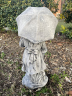 22nice4me Garden Statues concrete girl holding umbrella garden ornament with detailed dress and bow back view