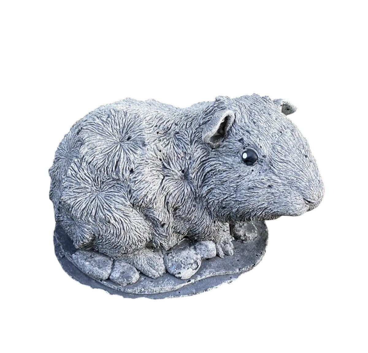 22nice4me Garden Statues hand-painted concrete Abyssinian guinea pig ornament with an antique grey finish