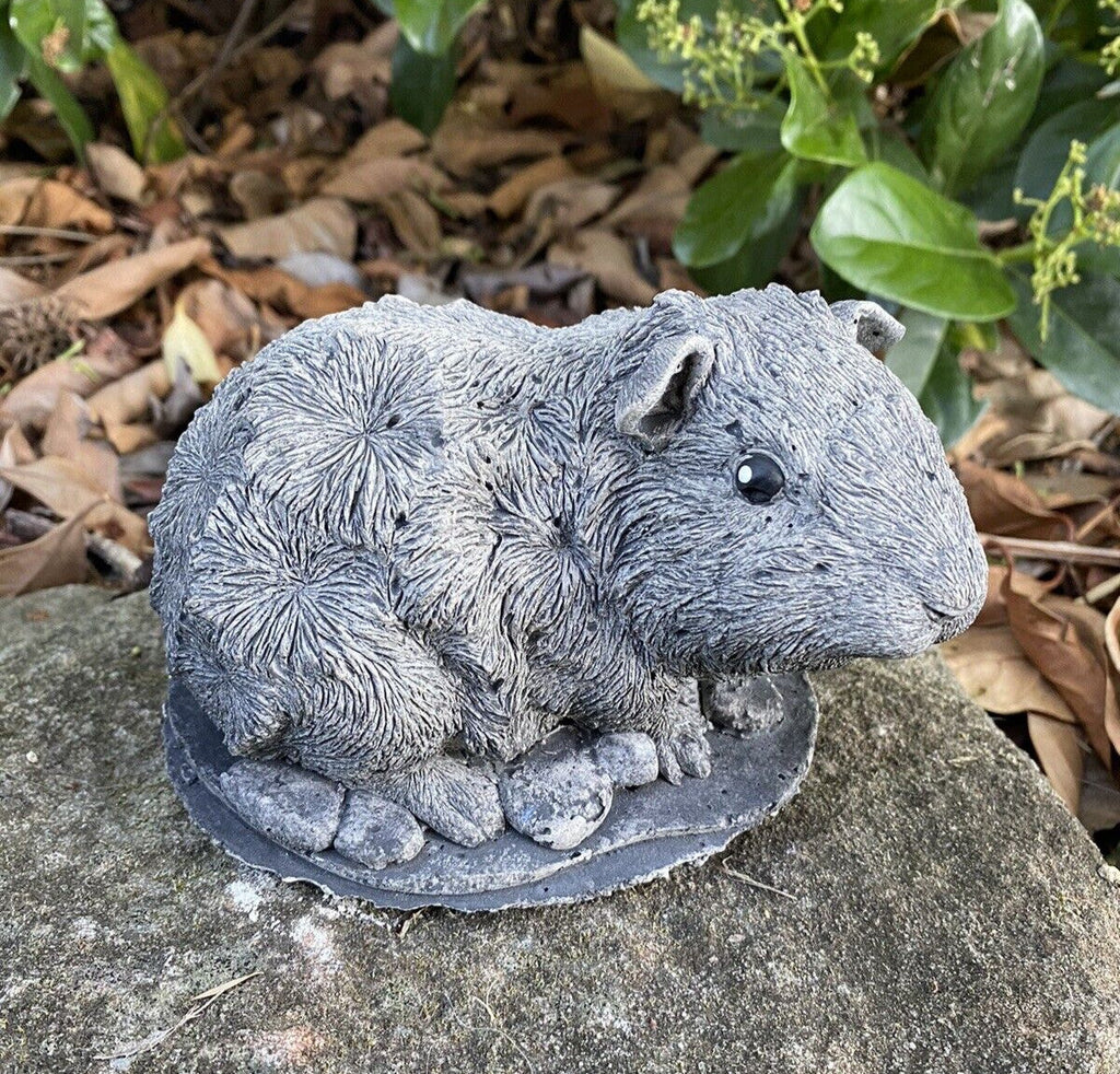 22nice4me Garden Statues hand-painted concrete Abyssinian guinea pig ornament with an antique grey finish