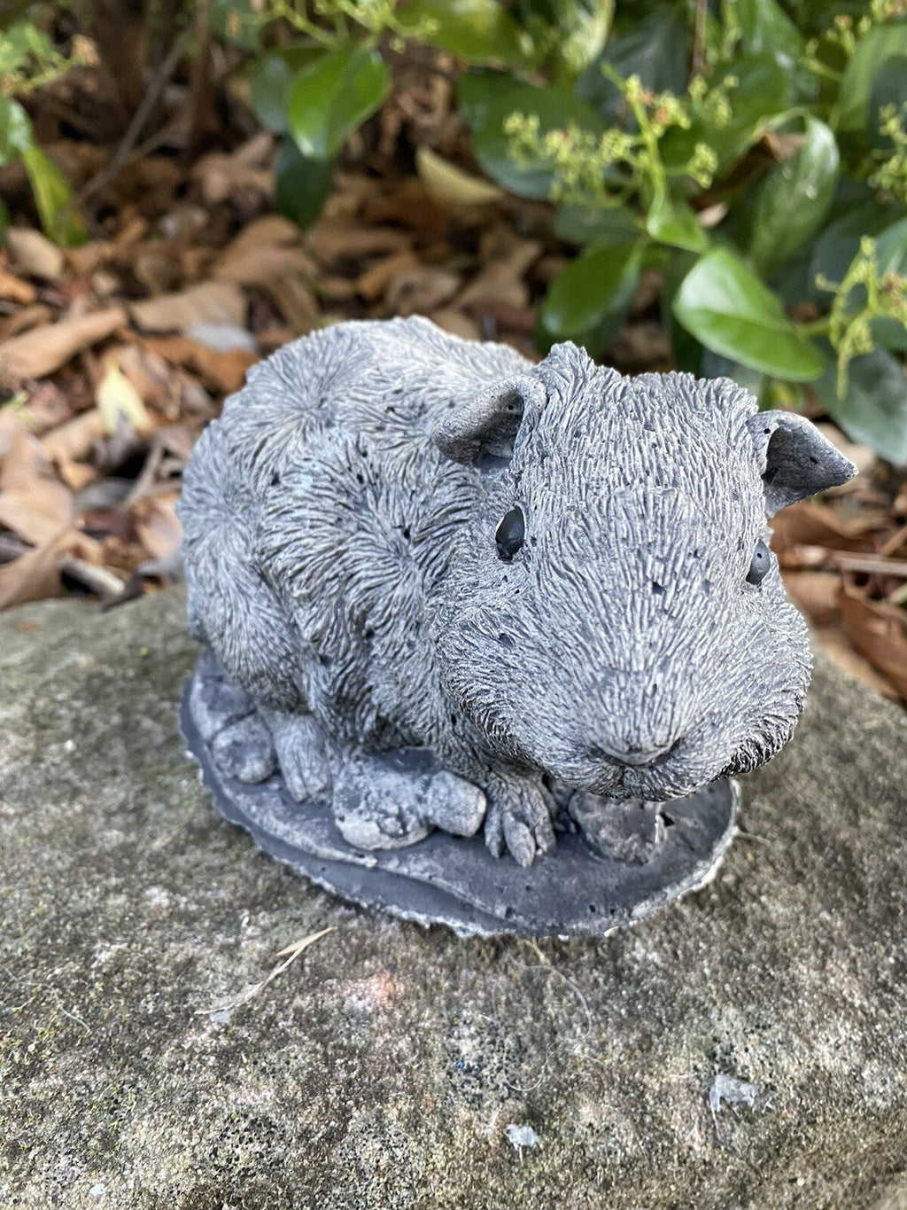 22nice4me Garden Statues Abyssinian guinea pig concrete garden ornament with a detailed antique grey finish