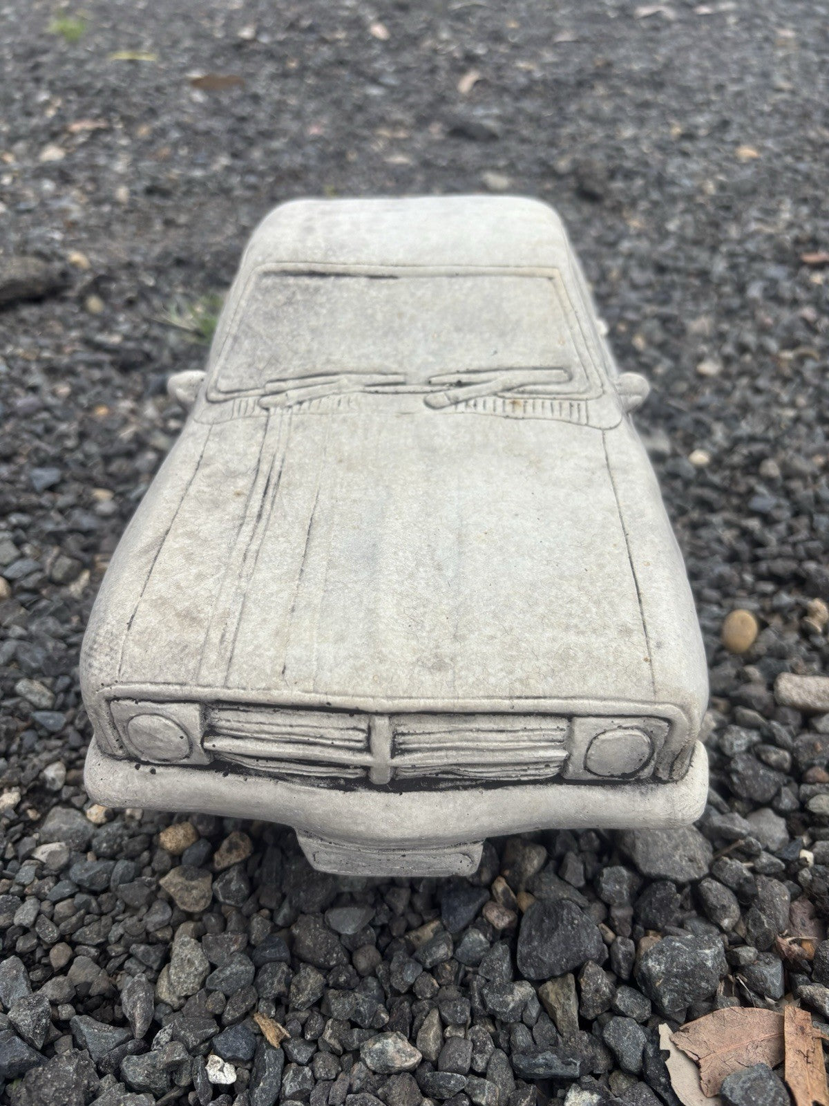 22nice4me Garden Statues concrete HK Monaro car ornament with detailed front grille and windscreen in natural finish