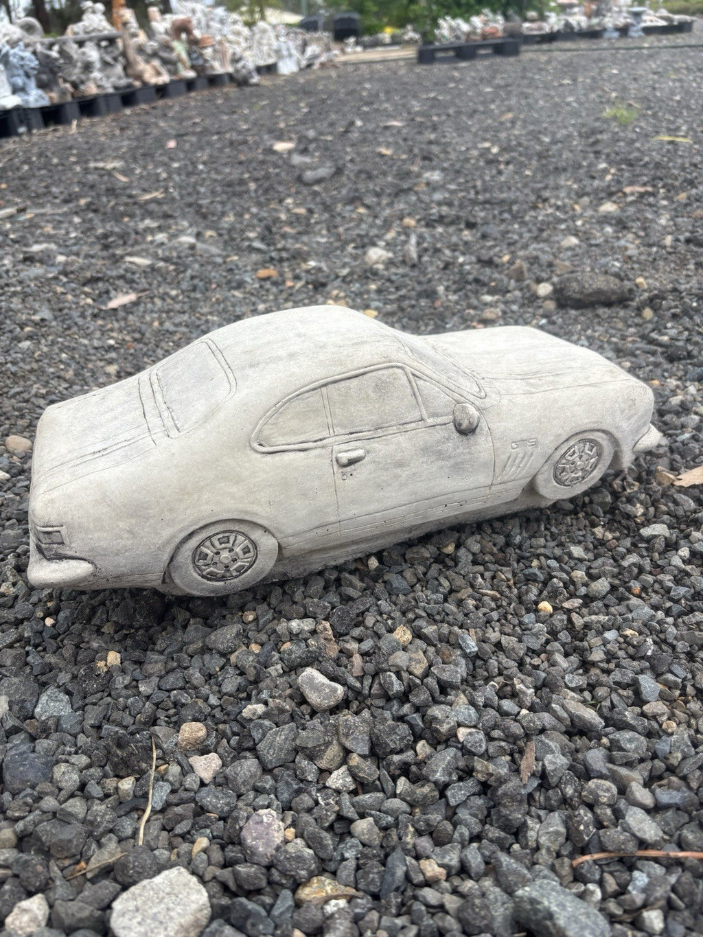 22nice4me Garden Statues concrete HK Monaro car ornament with detailed coupe styling and natural grey finish