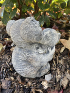22nice4me Garden Statues concrete koala and baby ornament with an antique finish in a garden setting