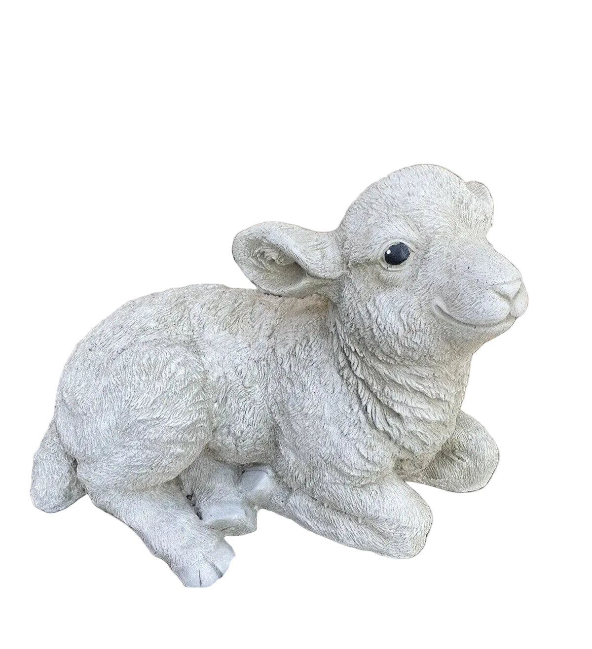 22nice4me Garden Statues concrete lamb ornament in a resting pose with a hand-painted matte finish for garden decor.