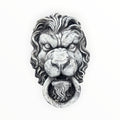 22nice4me Garden Statues concrete lion head wall ornament with a detailed mane and ring knocker in natural grey finish