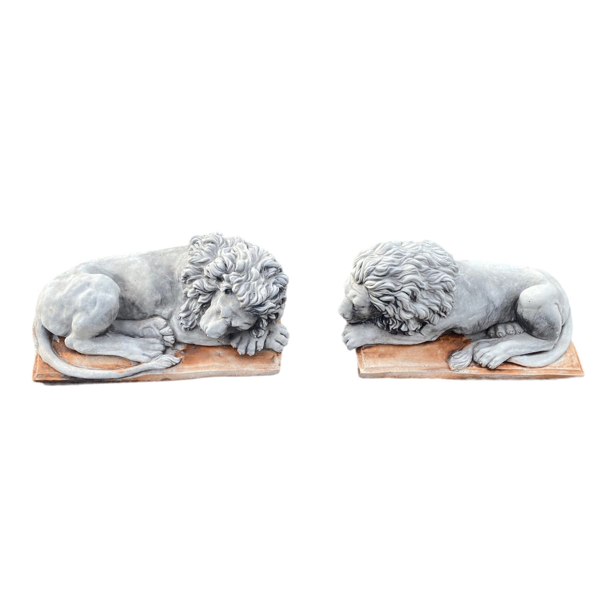 22nice4me Garden Statues pair of hand-painted concrete guardian lion statues in resting poses for outdoor decor