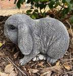 22nice4me Garden Statues hand-painted concrete mini lop rabbit ornament with realistic grey textured fur finish.