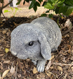 22nice4me Garden Statues hand-painted concrete mini lop rabbit ornament in a grey textured finish for garden decor