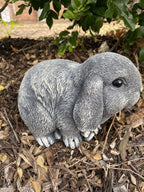 22nice4me Garden Statues hand-painted concrete mini lop rabbit ornament in a grey textured finish for garden decor