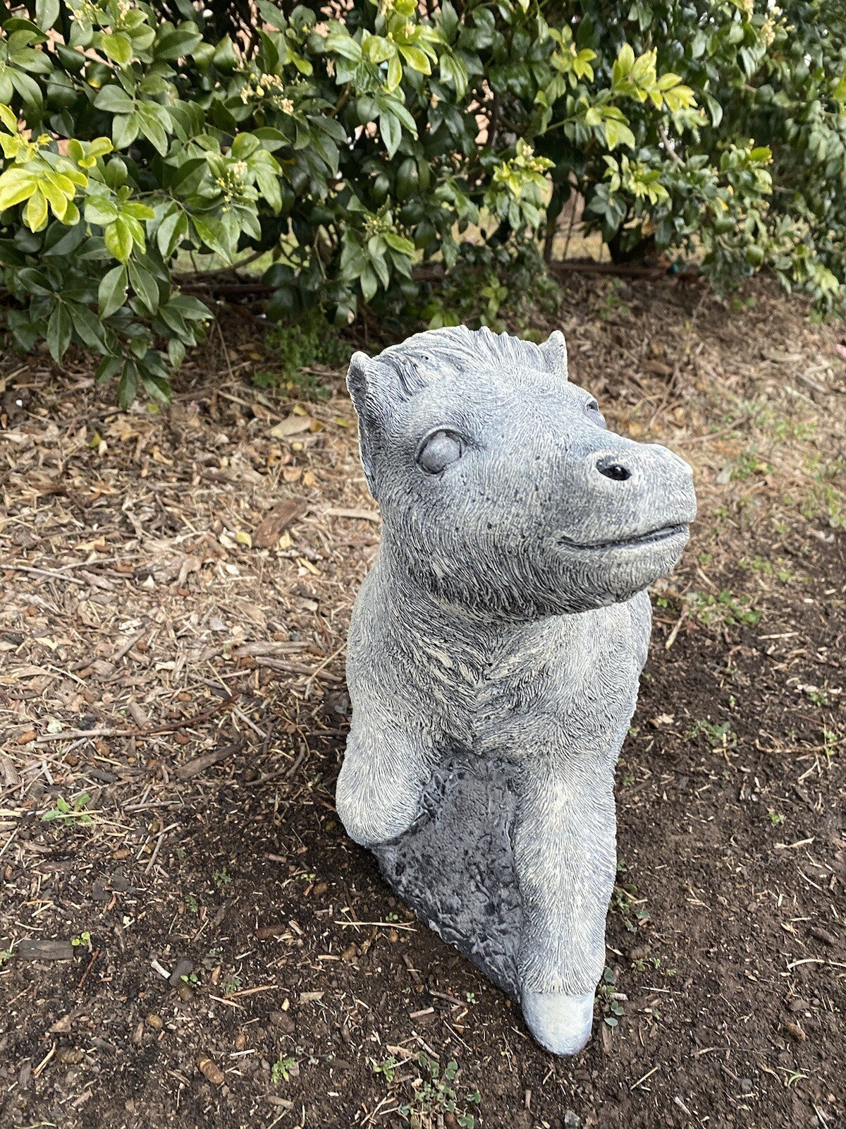 22nice4me Garden Statues concrete pony statue with a grey matte finish, hand-painted for a lifelike garden display.