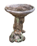 22nice4me Garden Statues large concrete bird bath featuring a detailed possum and rustic tree pedestal design