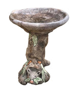 22nice4me Garden Statues large concrete bird bath featuring a detailed possum and rustic tree pedestal design