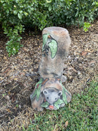 22nice4me Garden Statues concrete bird bath featuring a detailed possum on a rustic tree pedestal in a garden setting