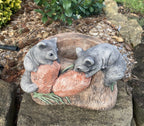 22nice4me Garden Statues handmade concrete possum planter featuring two possums eating bottle brush flowers