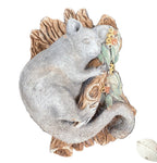22nice4me Garden Statues hand-painted concrete possum plaque on a branch for outdoor wall hanging