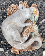 22nice4me Garden Statues hand-painted concrete possum hanging plaque on a branch for outdoor garden decor
