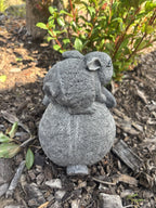 22nice4me Garden Statues hand-painted concrete rabbit ornament with textured grey finish in a garden setting