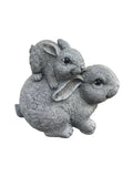 22nice4me Garden Statues concrete rabbit ornament featuring a small bunny sitting on a larger rabbit with grey finish