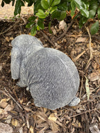 22nice4me Garden Statues hand-painted concrete mini lop rabbit ornament in a grey textured finish for garden decor