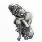 22nice4me Garden Statues concrete sleeping Buddha statue with a dark weathered finish for Zen garden meditation spaces