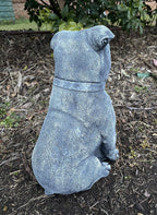22nice4me Garden Statues medium concrete Staffordshire Bull Terrier dog ornament viewed from the back in a garden